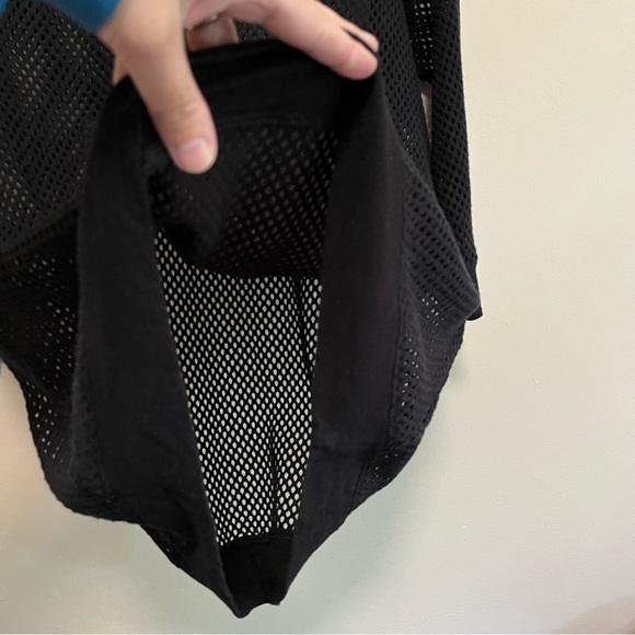 Express Mesh Knit Lightweight Sweater | 3/4 Length Sleeves Black Sweater - Picture 4 of 10